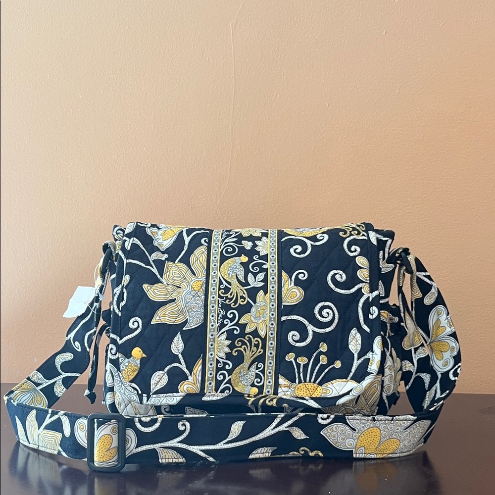 Vera Bradley Black and Yellow Floral Crossbody Bag